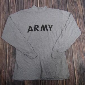 Army Shirt Mens Large Gray Mock Neck Long Sleeve Physical Fitness Uniform PFU